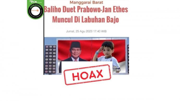 Cek Fakta: Tidak Benar Foto Baliho Prabowo Subianto Sebagai Capres dan Jan Ethes Sebagai Cawapres