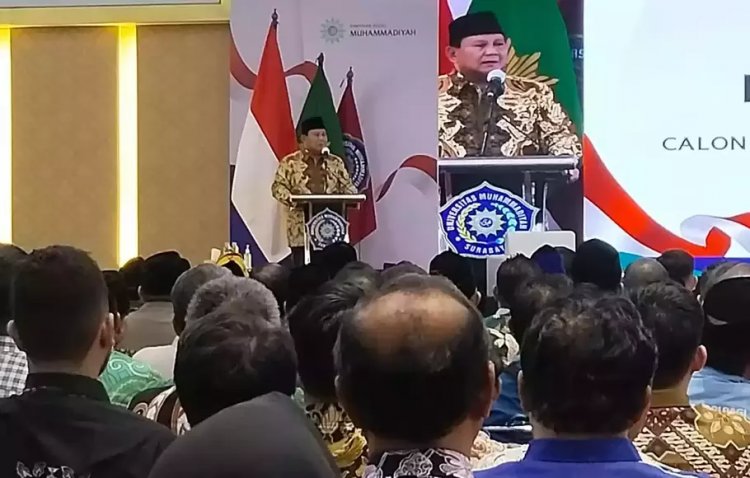 Prabowo Bahas Joget hingga Julukan Capres Gemoy dalam Dialog Publik di Kampus Muhammadiyah Surabaya