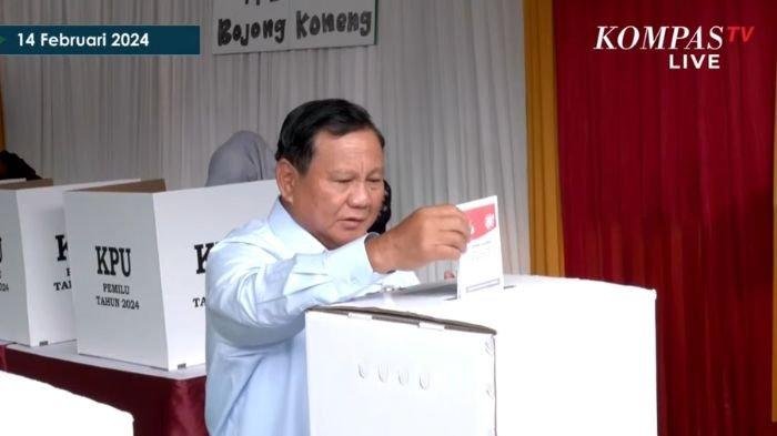 Prabowo Hanya Didampingi Ajudan Mayor Teddy saat Mencoblos di TPS, Celupkan Dua Jari di Tinta