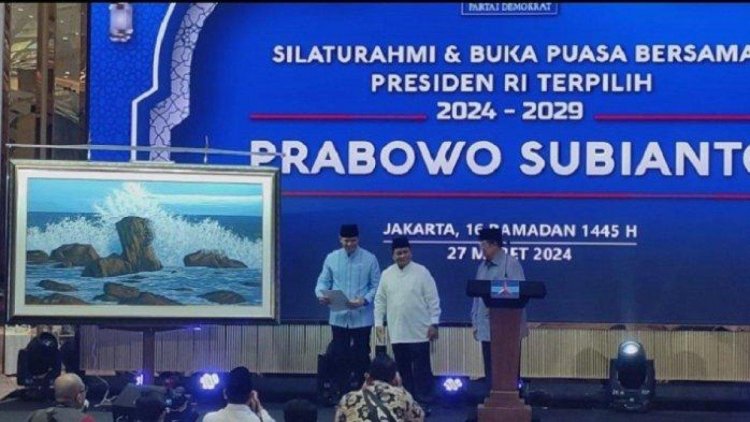 Lukisan Karya SBY untuk Prabowo, Dibuat Selama 10 Jam, Capres Terpilih: Saya Carikan Tempat Baik