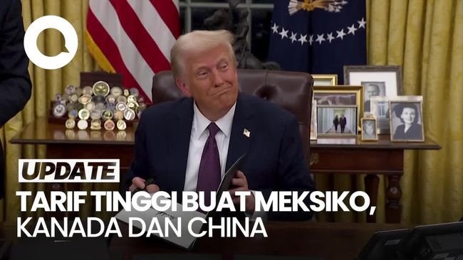 Video Trump Resmi Teken Tarif Impor Tinggi Buat Meksiko, Kanada dan China